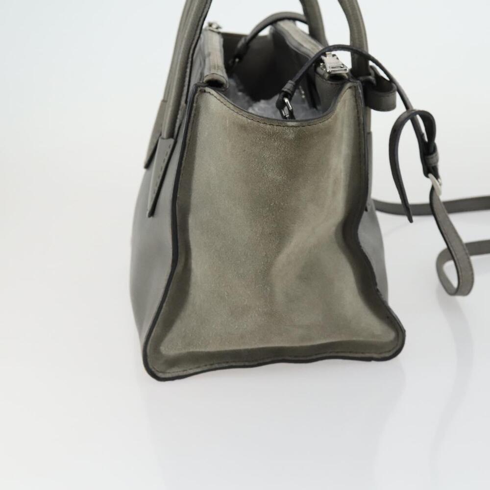 PRADA Studs Hand Bag Suede Leather 2way Gray Silver Auth BA8646 - Picture 4 of 16